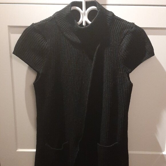 Seductions Black Cap Sleeve Turtleneck Sweater Size M - Picture 3 of 4